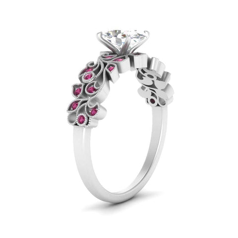 Oval Shaped Filigree Wide Band Engagement Ring