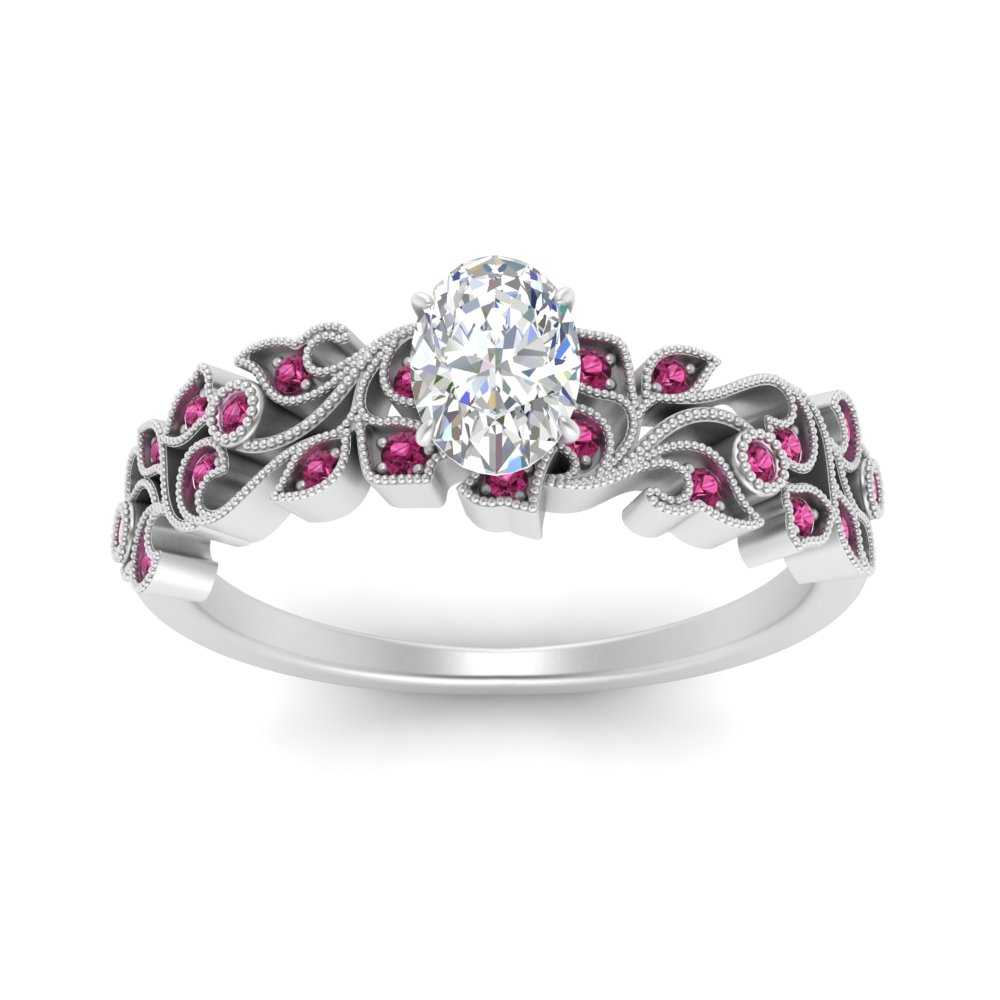 Filigree Wide Band Oval Diamond Ring