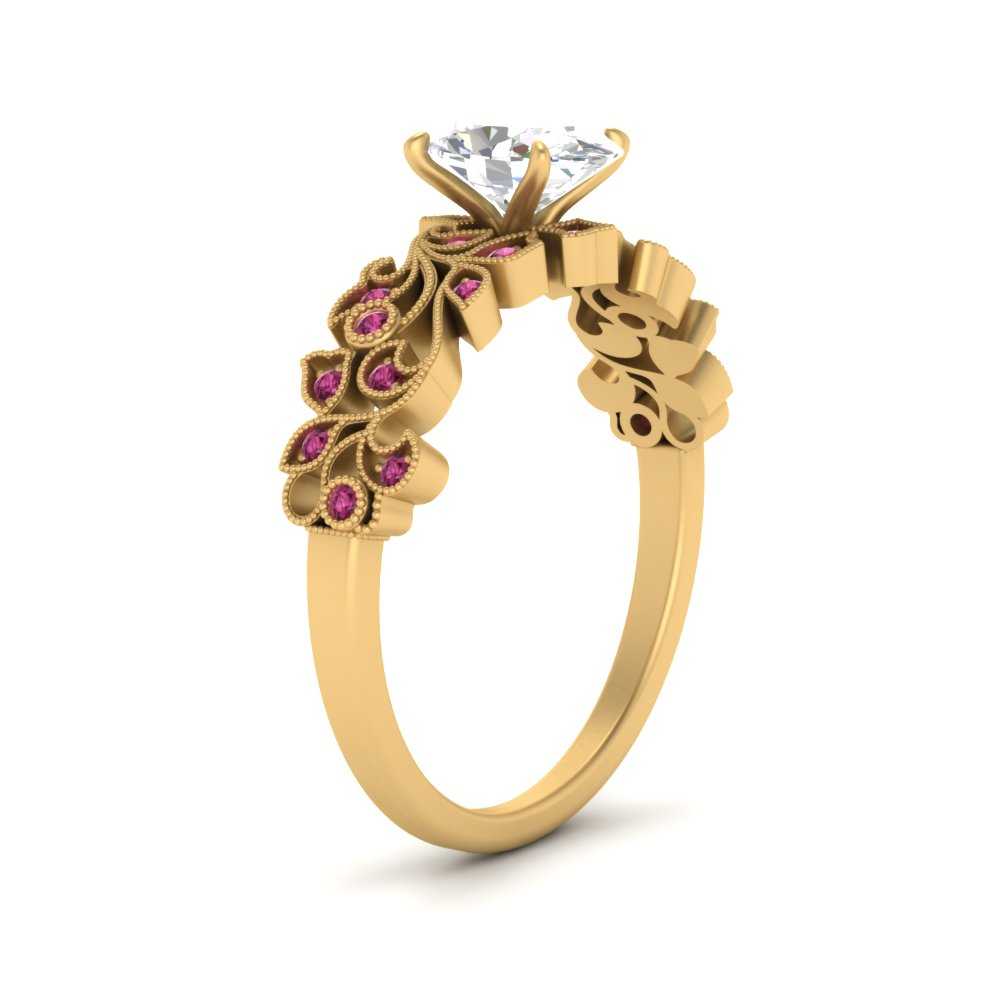 Filigree Wide Band Oval Diamond Ring