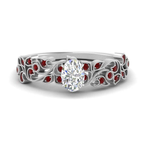 Oval Shaped Filigree Wide Band Engagement Ring