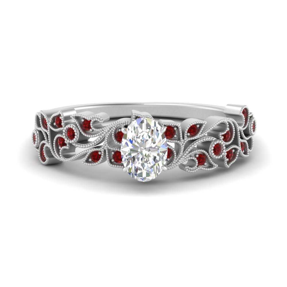 Filigree Wide Band Oval Diamond Ring