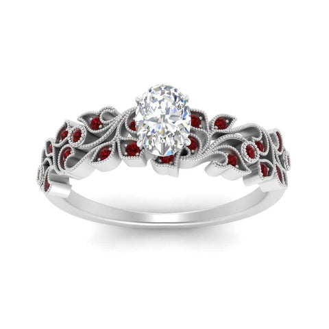 Oval Shaped Filigree Wide Band Engagement Ring