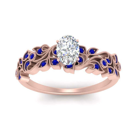 Oval Shaped Filigree Wide Band Engagement Ring