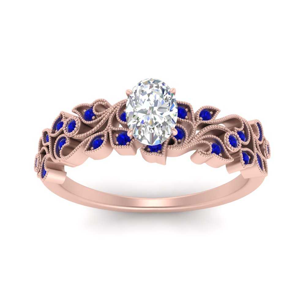 Filigree Wide Band Oval Diamond Ring