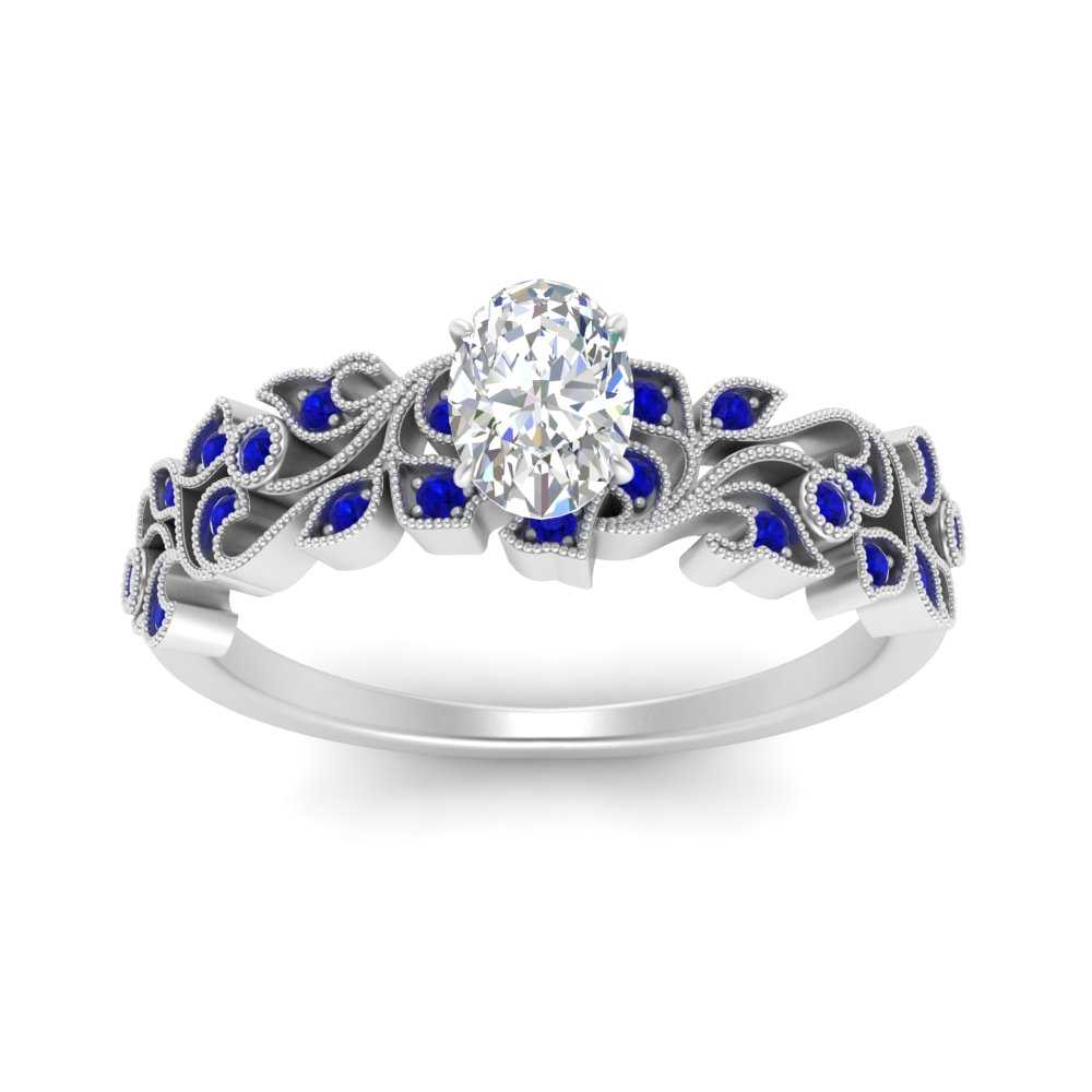 Filigree Wide Band Oval Diamond Ring