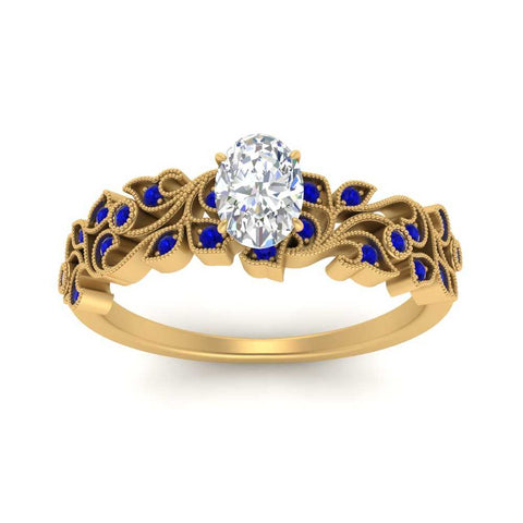 Oval Shaped Filigree Wide Band Engagement Ring