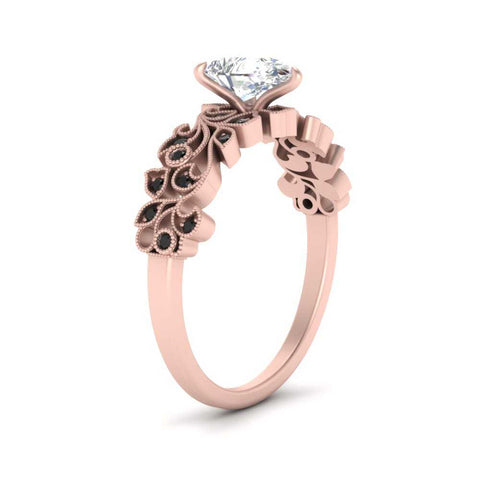 Pear Shaped Filigree Wide Band Engagement Ring