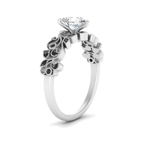 Pear Shaped Filigree Wide Band Engagement Ring