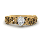 Load image into Gallery viewer, Filigree Wide Band Pear Diamond Ring
