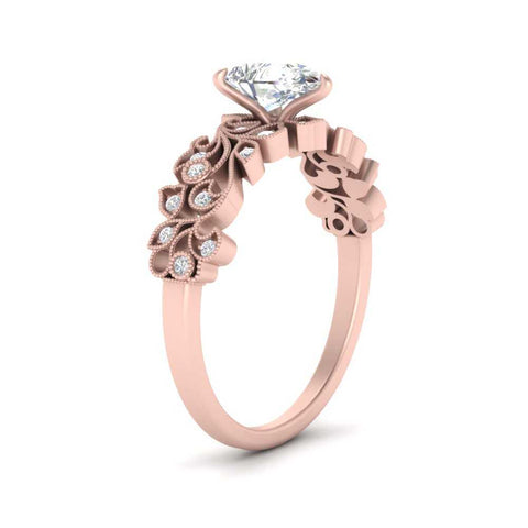 Pear Shaped Filigree Wide Band Engagement Ring