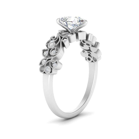Pear Shaped Filigree Wide Band Engagement Ring