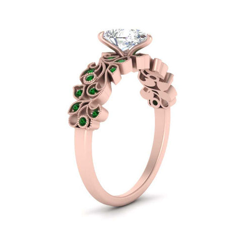 Pear Shaped Filigree Wide Band Engagement Ring