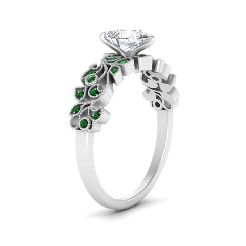Pear Shaped Filigree Wide Band Engagement Ring