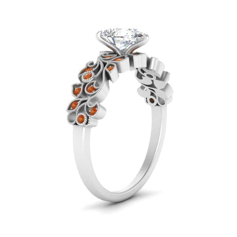 Pear Shaped Filigree Wide Band Engagement Ring