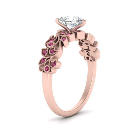 Filigree Wide Band Pear Diamond Ring