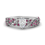 Load image into Gallery viewer, Pear Shaped Filigree Wide Band Engagement Ring
