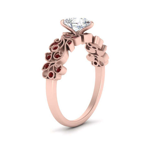 Pear Shaped Filigree Wide Band Engagement Ring