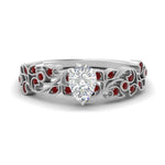 Load image into Gallery viewer, Filigree Wide Band Pear Diamond Ring
