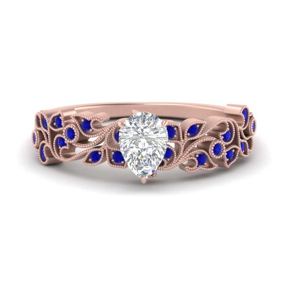 Filigree Wide Band Pear Diamond Ring