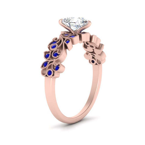 Pear Shaped Filigree Wide Band Engagement Ring
