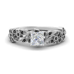 Load image into Gallery viewer, Filigree Wide Band Princess Diamond Ring
