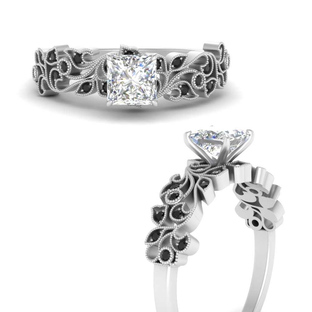 Filigree Wide Band Engagement Ring