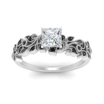 Load image into Gallery viewer, Filigree Wide Band Princess Diamond Ring
