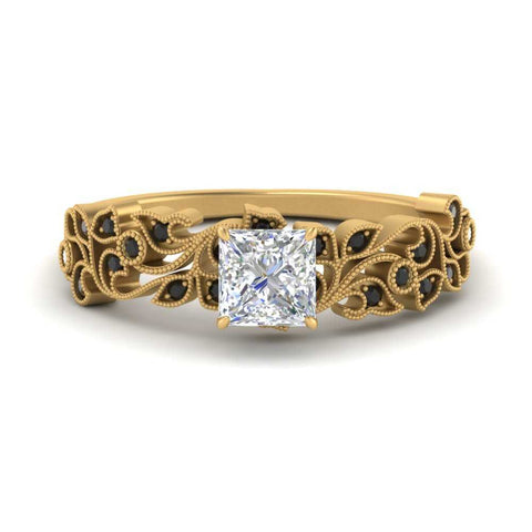 Filigree Wide Band Engagement Ring