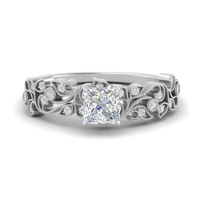 Filigree Wide Band Engagement Ring