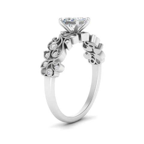 Filigree Wide Band Princess Diamond Ring