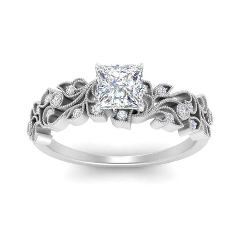 Filigree Wide Band Engagement Ring