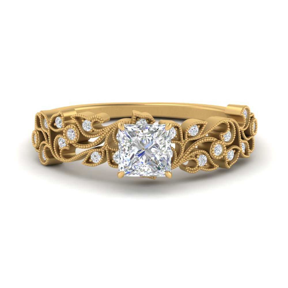 Filigree Wide Band Engagement Ring