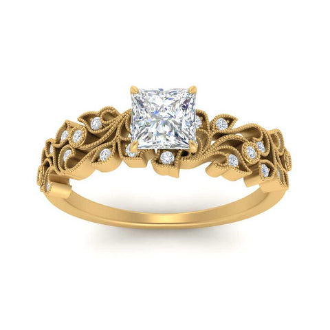 Filigree Wide Band Engagement Ring