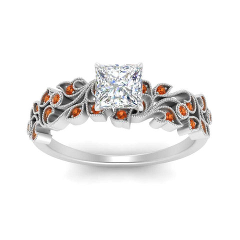 Filigree Wide Band Princess Diamond Ring