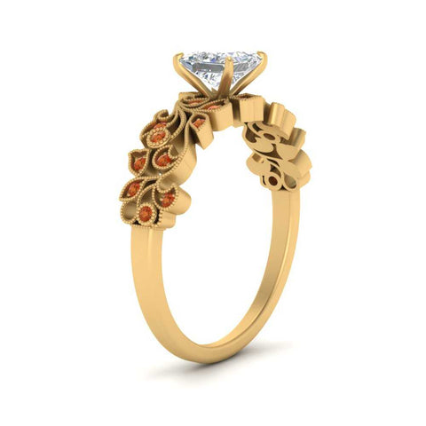 Filigree Wide Band Princess Diamond Ring