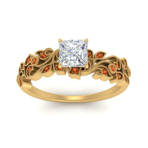 Filigree Wide Band Engagement Ring