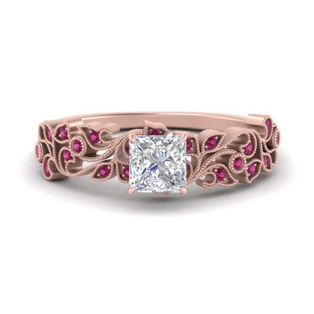 Filigree Wide Band Princess Diamond Ring