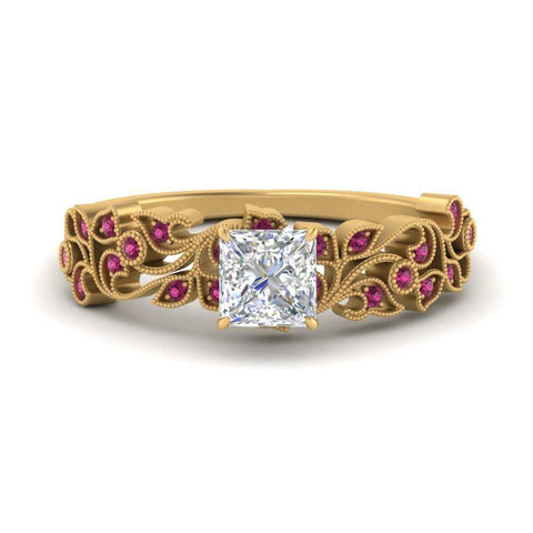 Filigree Wide Band Engagement Ring