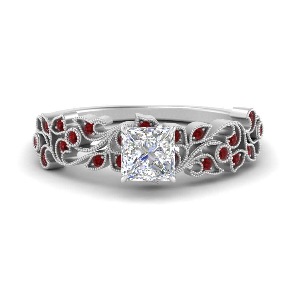 Filigree Wide Band Princess Diamond Ring