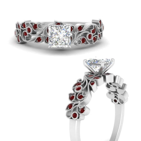 Filigree Wide Band Princess Diamond Ring