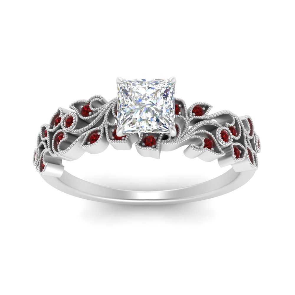 Filigree Wide Band Princess Diamond Ring