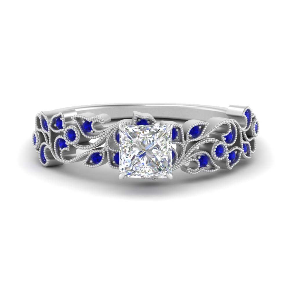 Filigree Wide Band Princess Diamond Ring