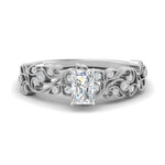 Load image into Gallery viewer, Filigree Wide Band Radiant Diamond Ring

