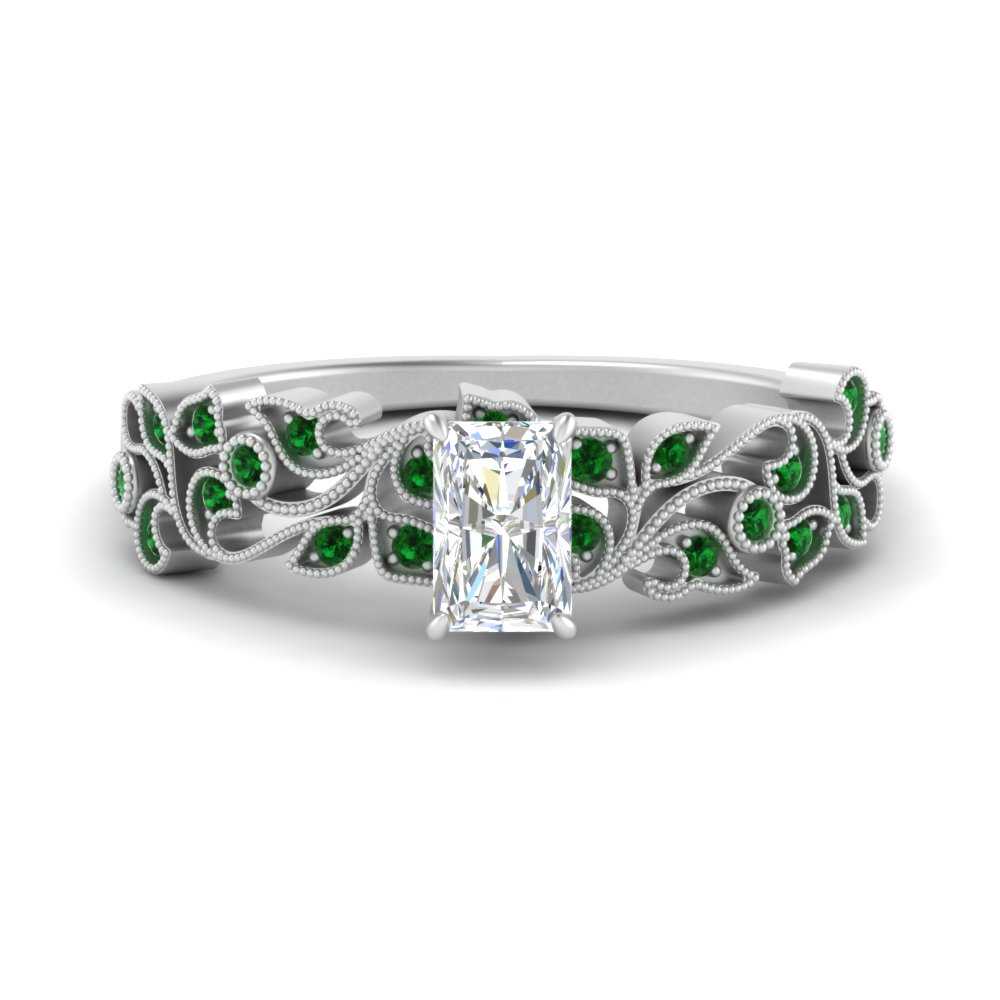 Filigree Wide Band Radiant Diamond Ring