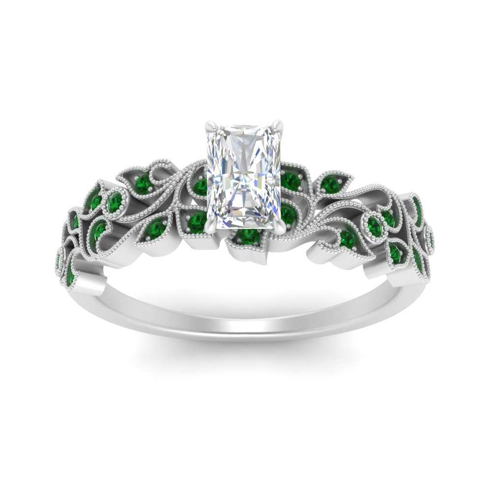 Filigree Wide Band Radiant Diamond Ring