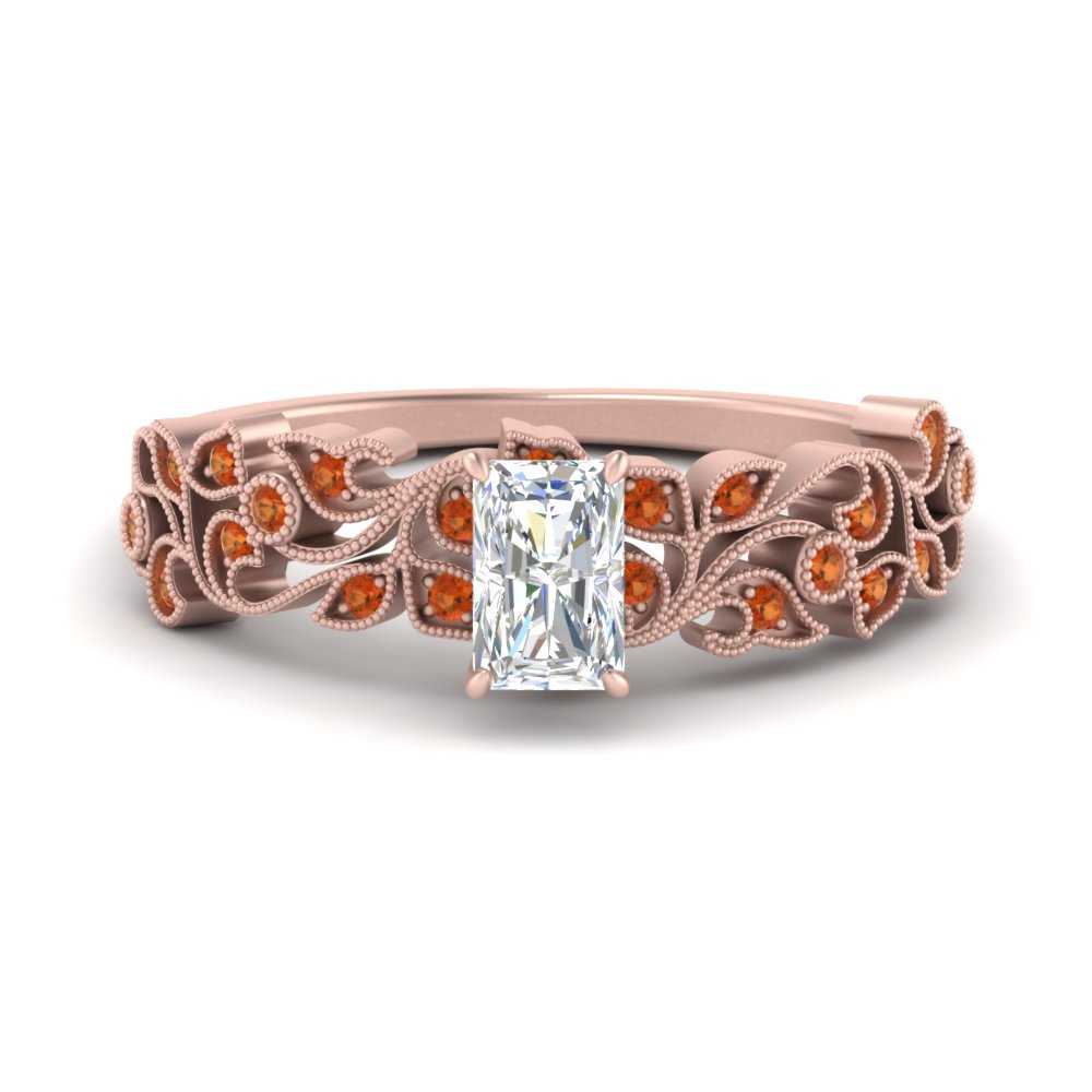 Radiant Cut Filigree Wide Band Engagement Ring