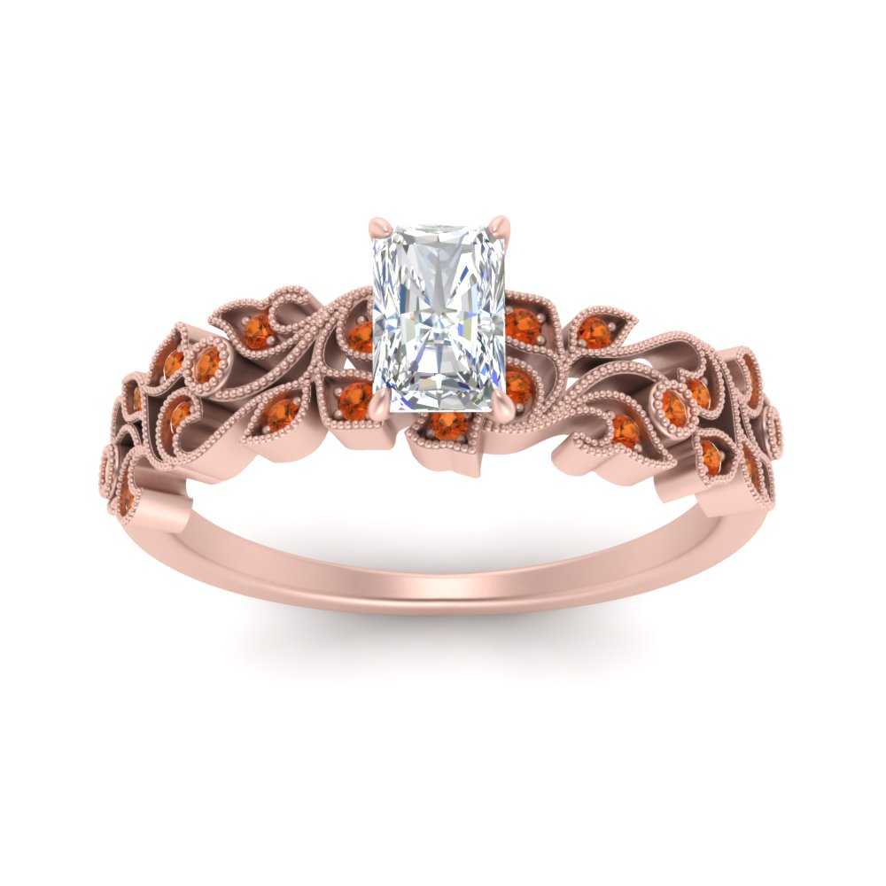 Radiant Cut Filigree Wide Band Engagement Ring