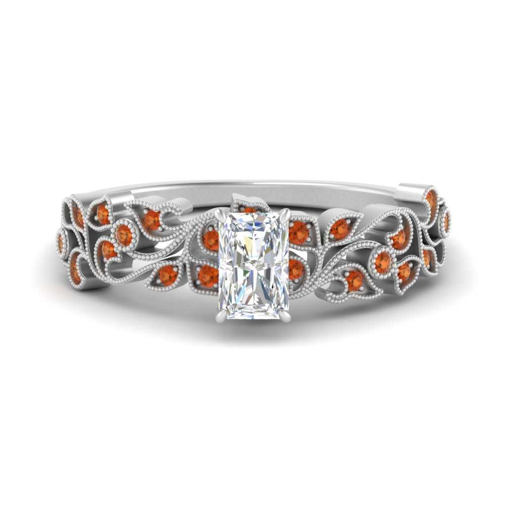Radiant Cut Filigree Wide Band Engagement Ring