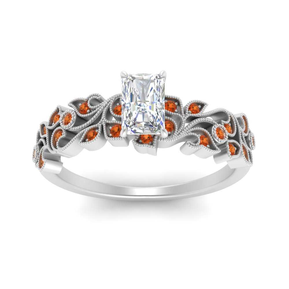 Filigree Wide Band Radiant Diamond Ring