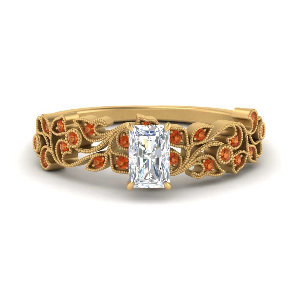 Radiant Cut Filigree Wide Band Engagement Ring